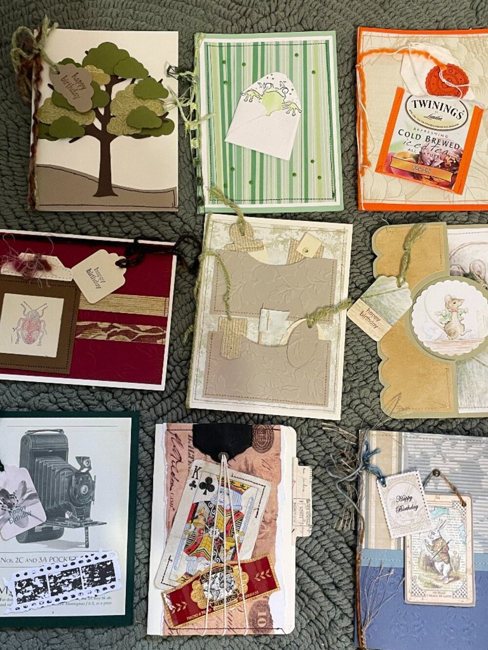 9 Handmade Birthday Cards 5.5"x4.25" w/Envelopes